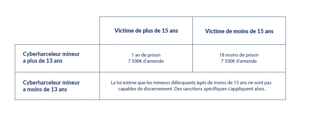 Peines cyberharcèlement