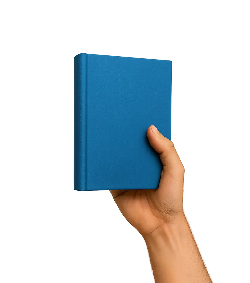 Main tenant un livre bleu